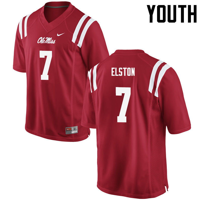 Trae Elston Ole Miss Rebels NCAA Youth Red #7 Stitched Limited College Football Jersey FQM7658NO